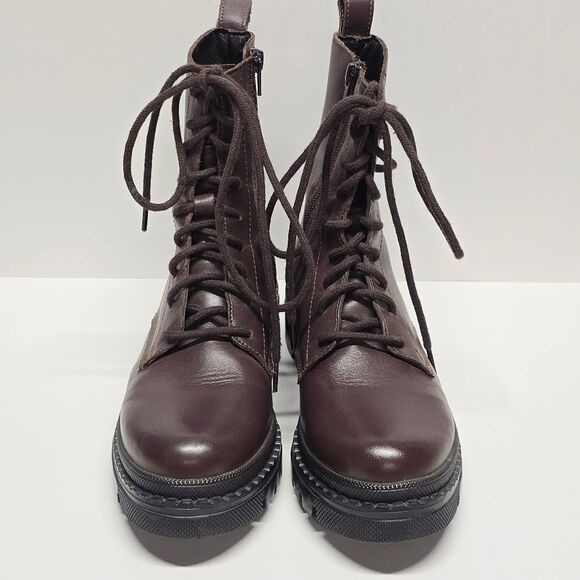 Steve Madden Jamisyn Combat Boots Brown Genuine Leather Women's 9.5 - Picture 2 of 8
